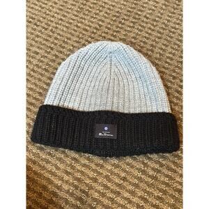 Ben Sherman Acrylic Gray Knit Beanie With Navy Cuff And Logo Patch OSFM EUC!!